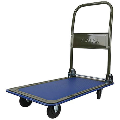 Olympia Tools Foldable Push Cart Dolly - 300 Lb. Capacity Heavy Duty Platform Truck with 360° Swivel Wheels - Black - style: 300 Lb.