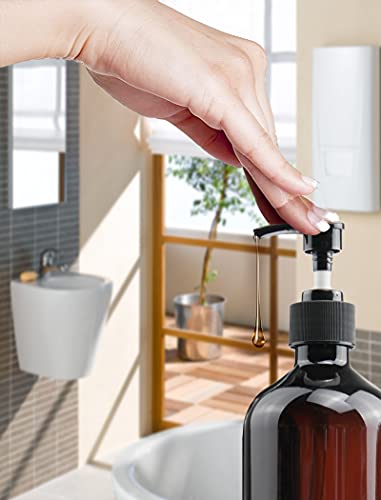 Empty Plastic Bottles with Pump Dispenser, Amber, 500ml/16.9oz, 3 Pack - color: Amber, size: 3 Pack