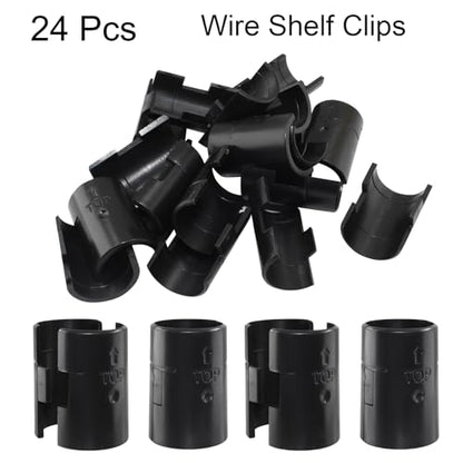 Hordion 24Pcs Wire Shelf Clips, Plastic Shelf Lock Clips for 1 Inch Post - size: 1 inch+24pcs