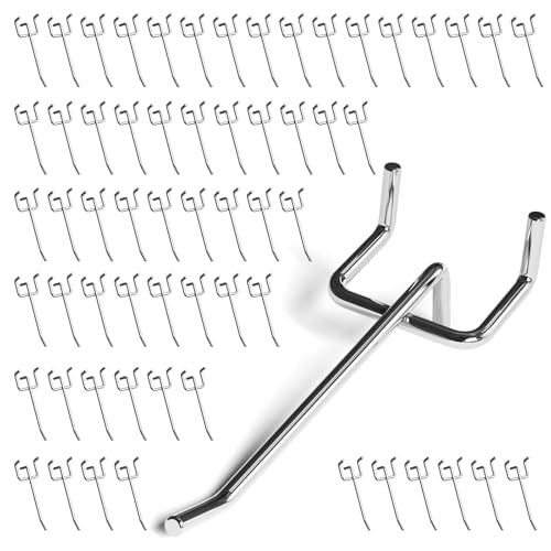 JEAWIWI 60 Pack Metal Pegboard Hooks, 4 Inch, Fit 1/4 & 1/8 in Peg Board - color: Silver, size: 4in 60pcs