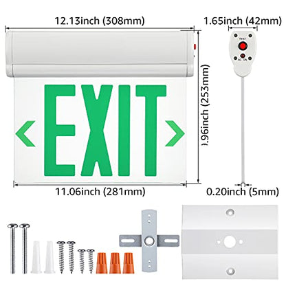 LEONLITE 6-Pack LED Edge Lit Exit Sign, Green Letter Emergency Exit Sign - color: Green