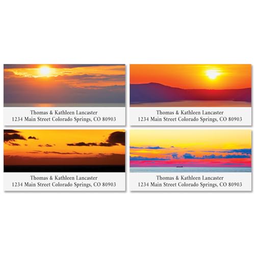 Sea Sunset Personalized Address Labels - Set of 144 (4 Designs), Self-Adhesive, Flat-Sheet Labels, By Colorful Images - style: Sea Sunset