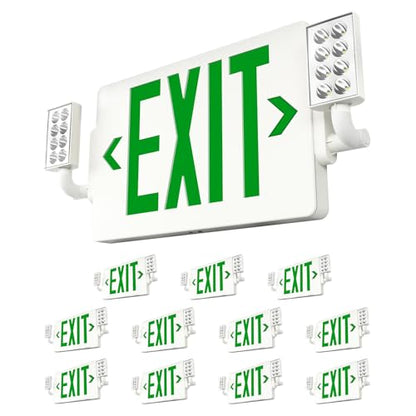 Amico 12 Pack Green Double-Sided Commercial Exit Sign Multi-Angle LED Light - color: Green