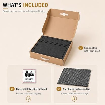 Laptop Shipping Box Kit with Foam & Anti-Static Bag for 10-17 Inch Laptops
