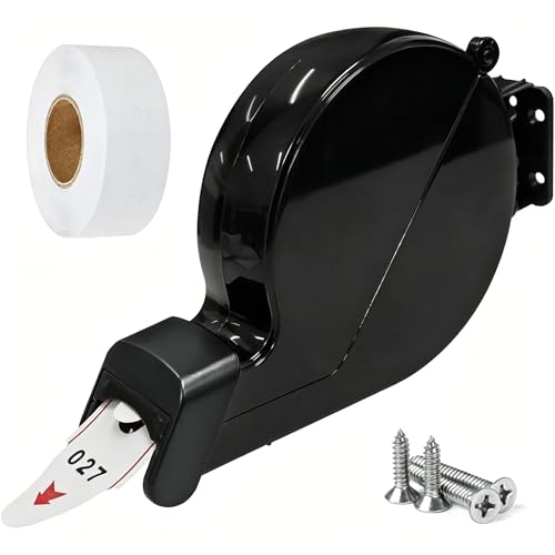 Number Ticket Dispenser (Black) with Queue Roll (3-Digit) — Waiting in Line Ticket Machine for Pickup/Order/Deli Counters, Service Windows & Reception Desk