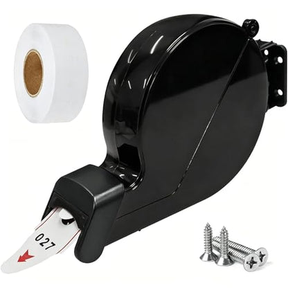 Number Ticket Dispenser (Black) with Queue Roll (3-Digit) — Waiting in Line Ticket Machine for Pickup/Order/Deli Counters, Service Windows & Reception Desk