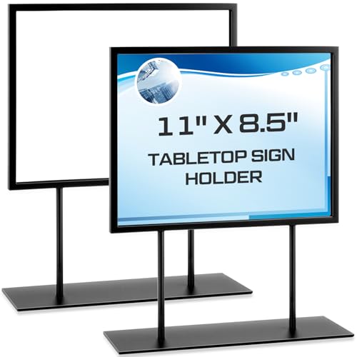 Zhengmy 1 Pack Tabletop Metal Sign Holder, 11"x8.5" - Landscape, Black - color: Black, size: 11"x8.5" - Landscape