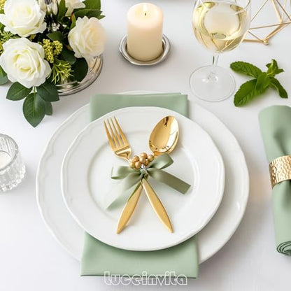 2.5" Sage Green Satin Ribbon Bows (50 Packs) - color: Sage Green, size: 2.5 Inch - 50pcs