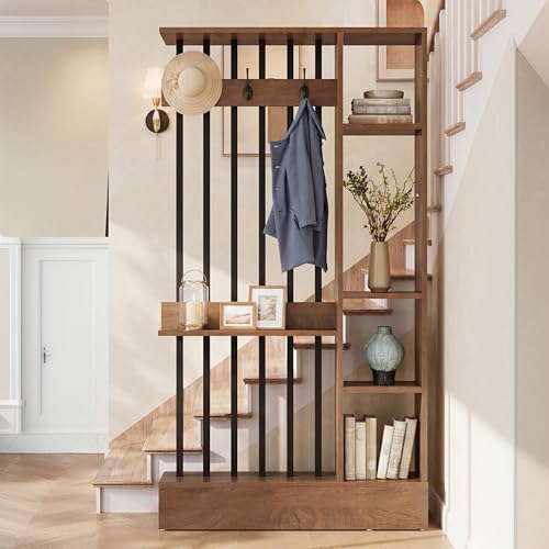 Tribesigns Wall Room Divider with Shelves, 71" Freestanding Room Divider - color: Brown