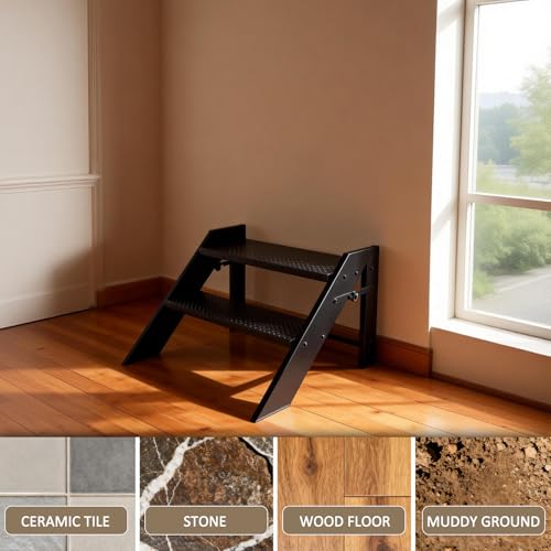 Step Ladder, Foldable Step Stool, 2 Step Folding RV Steps, Camper Steps Outdoor, for Reaching High, Travel Trailer, Mobile Home, Spa