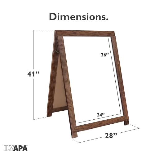 Ilyapa 2-in-1 A-Frame Sign Holder & Whiteboard, 28x41 Inch - Barnwood - color: Barnwood, size: 41x28 Whiteboard
