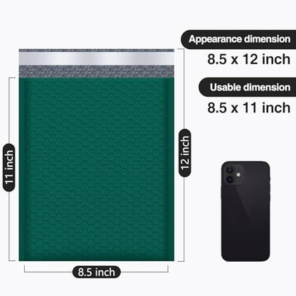 UCGOU Bubble Mailers 8.5x12" 40 Pack Usable Size 8.5x11" Green Shipping Bag - color: Green, size: 8.5x12" 40PC