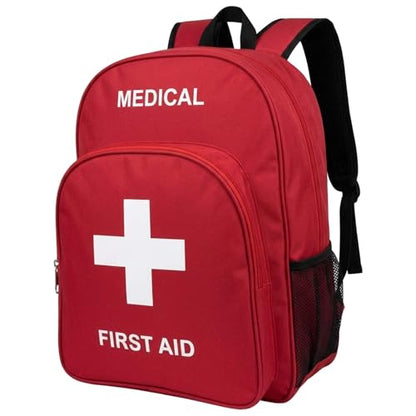 NOVO First Aid Backpack Empty, Medical Backpack, Red Emergency Backpack Bag