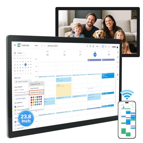 15.6 to 27 inch Touchscreen Digital Calendar & Wall Planners, Smart Whiteboard Calendar for Chore Chart & Work Schedule, Built in Speakers and Camera, Include Wall Mount & Desk Stand (23.8-inch) - size: 23.8-inch