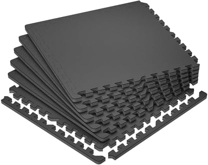 SUPERJARE 0.79'' Extra-Thick 6 Pcs 24 Sq Ft Exercise Equipment Mats - color: Black, size: 6 Tiles (24 Sq Ft)