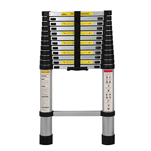 12.5 FT Telescoping Aluminum Extension Ladder, 330 lbs Capacity - size: 12.5ft