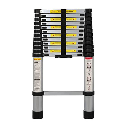 12.5 FT Telescoping Aluminum Extension Ladder, 330 lbs Capacity - size: 12.5ft