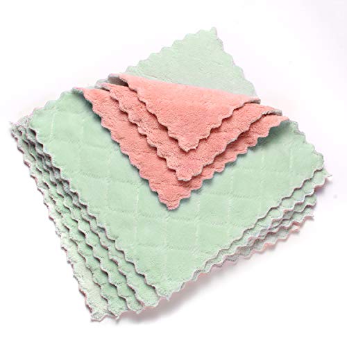 kimteny Microfiber Dish Cloths for Washing Dishes 5 Pack, Pink-Green - color: Pink-green