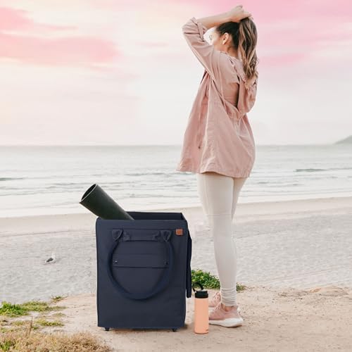 CleverMade Rolling Tote Bag With Wheels, 90L, 75 lb, Leeward Navy - color: Leeward Navy, size: 90l