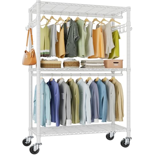 VIPEK R2 Plus Clothing Rack Heavy Duty Rolling Closet for Hanging Clothes - color: White, size: R2 Plus