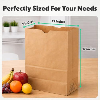 DURO 57# Heavy Duty Brown Grocery Bags, No Handles, 12x7x17 In, 25 Ct - size: 1 Count (Pack of 25)