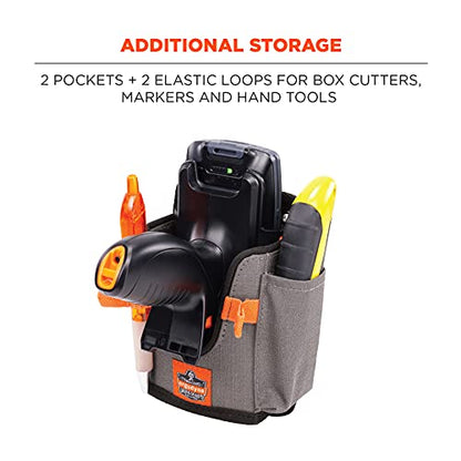 Ergodyne Squids 5543 Barcode Scanner Holder Equipment Mount for Gun Grip Mobile Computers, Handheld Bar Code Scanners, Fastener Straps to Attach to Forklift Gray Large - size: L