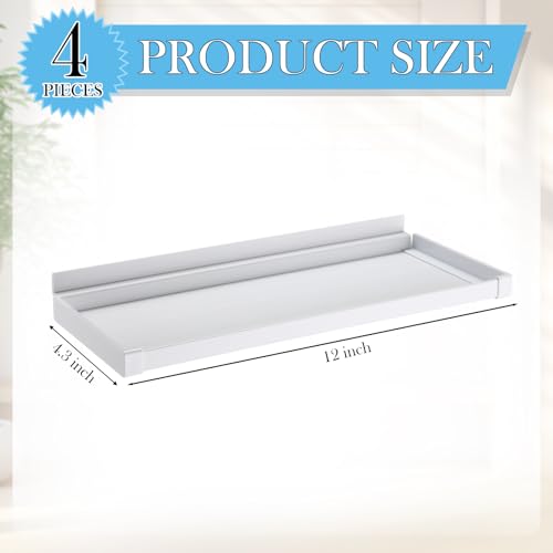 Maitys 4 Pack Slatwall Shelves with Fence, White, 11.8 x 4.3 Inch - size: 11.8 x 4.3 Inches