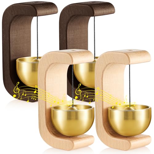 Zonon 4 Pcs Magnetic Wooden Doorbell Chime, Black Walnut,Nature Beech - color: Black Walnut,nature Beech
