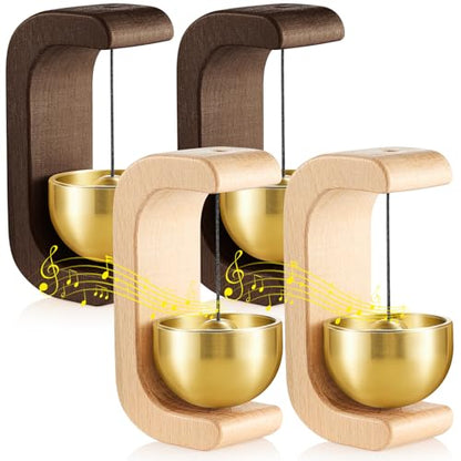 Zonon 4 Pcs Magnetic Wooden Doorbell Chime, Black Walnut,Nature Beech - color: Black Walnut,nature Beech