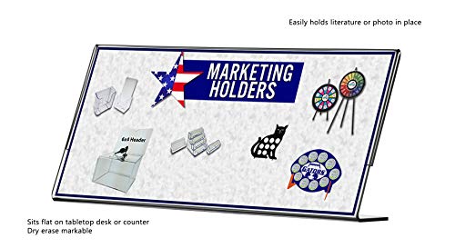 Marketing Holders 6 Pack Acrylic Sign Holder 8.5" x 4" Clear Side Load Horizontal Slant Back Countertop Display for Nameplates Certificates Product Info Titles and Place Settings - size: 8.5"W x 4"H