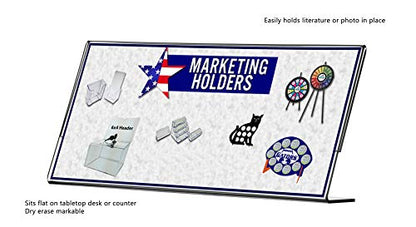 Marketing Holders 6 Pack Acrylic Sign Holder 8.5" x 4" Clear Side Load Horizontal Slant Back Countertop Display for Nameplates Certificates Product Info Titles and Place Settings - size: 8.5"W x 4"H