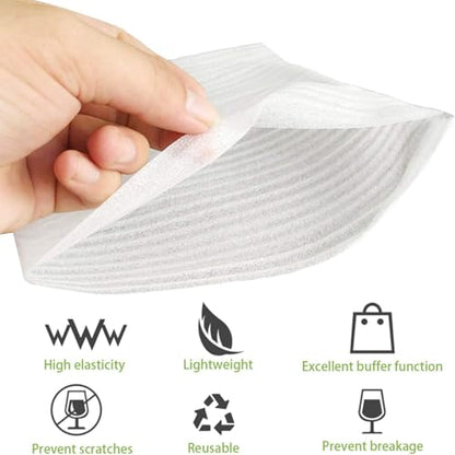 Foam Wrap Cushion Foam,100 Pack Foam Wrap Cushioning Packing Supplies for Moving, Packing, Transportation and Storage, Storage-Safely Cushion Wrap For Dishes, Furniture (12" x 13.8")