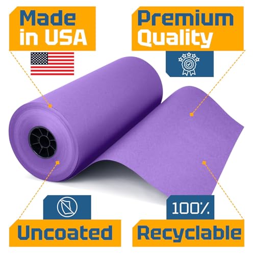 USA Made 18" x 8640" (720 ft) Lilac Kraft Paper Roll, Large Size - color: Lilac, size: 1 Roll
