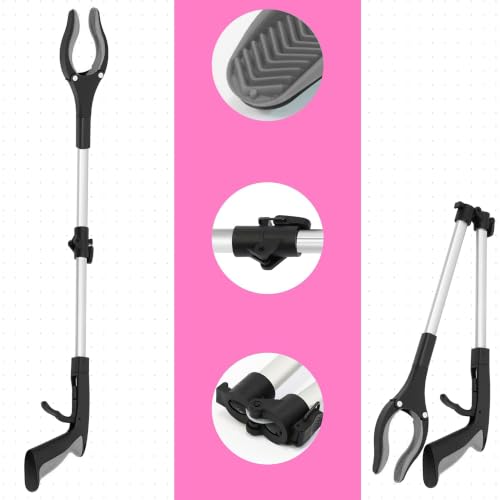 32“ Folding GrabRunner Reacher Grabber with Strong Magnetic (Grey) - color: Grey