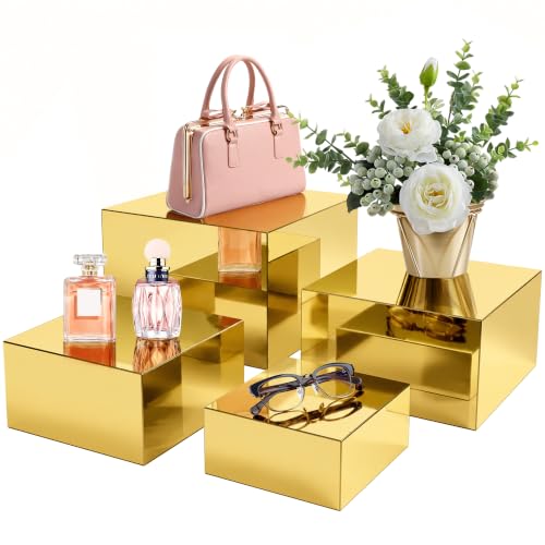 4Pcs Acrylic Risers Display Stands, Food Risers for Buffet Table, Gold - color: Gold