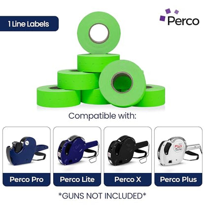 Perco 1-Line Green Blank Price & Date Gun Labels – 32 Rolls, 32,000 Count - color: Fluorescent Green, size: 4 Sleeves