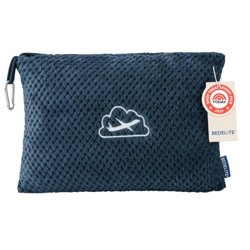 BEDELITE Travel Blanket with Bag, Jacquard Fleece Blanket 65"x40", Navy - color: Navy