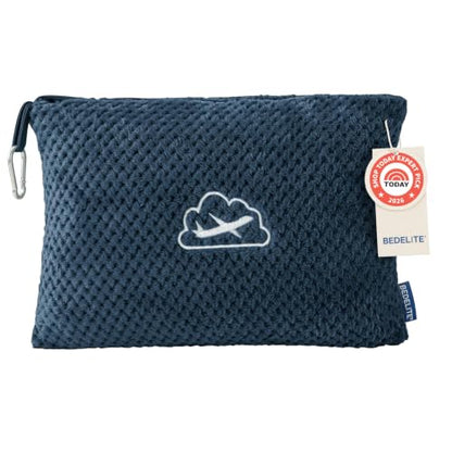 BEDELITE Travel Blanket with Bag, Jacquard Fleece Blanket 65"x40", Navy - color: Navy