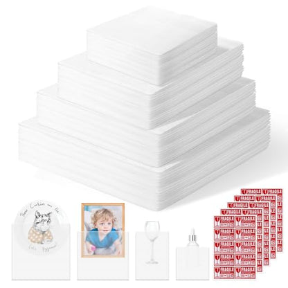 560 Pcs Packing Foam Pouches Kit with Fragile Label Sheet 4 Sizes Cushion Wrap Material for Transportation Moving Supplies Kitchen Dish Plate Glasses Cup(14 x 14'',12 x 12'',12 x 7.5'',7.5 x 7.5 inch)
