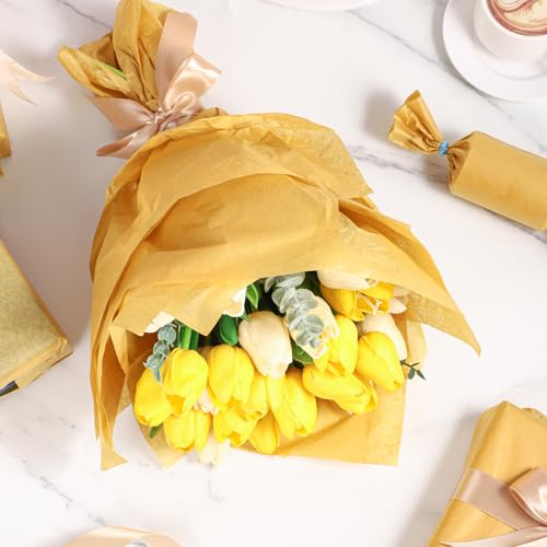 woric 160 Sheets Gold Tissue Paper for Gift Bags 14 X 20 Inches - color: Gold