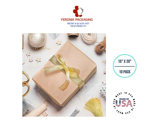 Gift Wrap Tissue Paper 10 Sheets, Premium Gift Wrap and Art Supplies for Birthdays, Holidays, or Presents by Feronia packaging, Large 15 Inch x 20 Inch Made in USA (Solid Kraft) - color: Solid Kraft