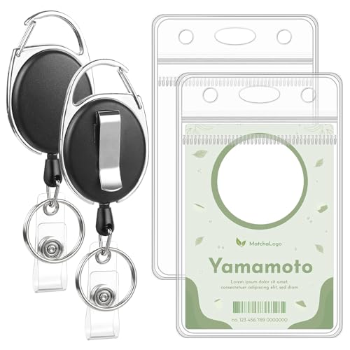 2 Pack ID Badge Holder with Badge Reels Retractable Clip - style: 2 Set Clear Material