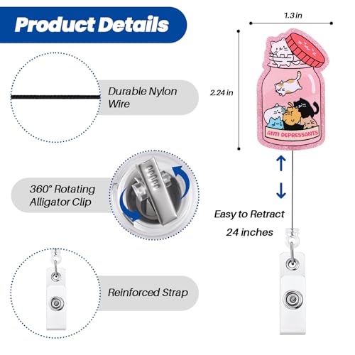 Anti Depressants Funny Cat Nurse Badge Reel, Retractable ID Badge Holder - color: Anti Depressants