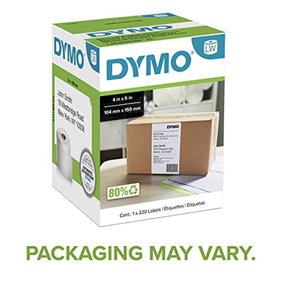DYMO Authentic LW Extra-Large Shipping Labels, for LabelWriter 5XL and 4XL Label Printers Only, 4" x 6", White, 1 Roll of 220