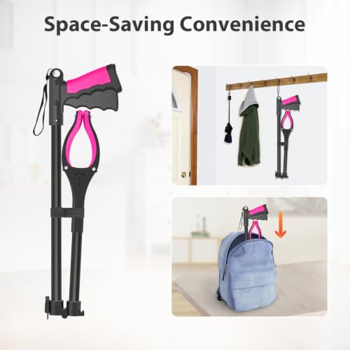 32" Foldable Grabber Reacher Pickup Tool for Seniors, Pink - size: 32 Inch