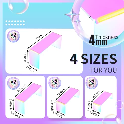 8-Pack Iridescent Acrylic Display Risers, Rainbow Rectangular Set - color: Iridescent-8pcs