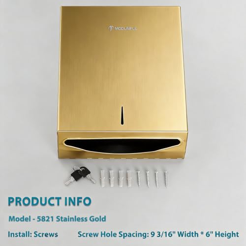 Commercial Paper Towel Dispenser Gold - Multifold Paper Towel Dispenser Wall Mount, High Capacity Stainless Steel Tissue Holder, Suitable for Bathrooms and Public Places - color: D-391 Gold