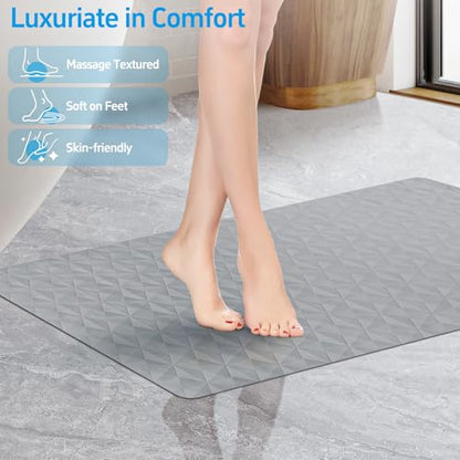 Non Slip Bathtub Mat for Bath Tub Shower - 268 Vacuum Suction Cups - color: Gray, size: 35" x 17" (Rectangular)