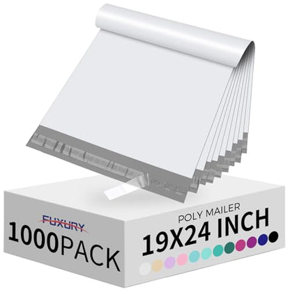 Fuxury Large Poly Mailers 19x24" 1000 Pcs,Shipping Bags for Clothes,White - color: White, size: 19x24" 1000pcs