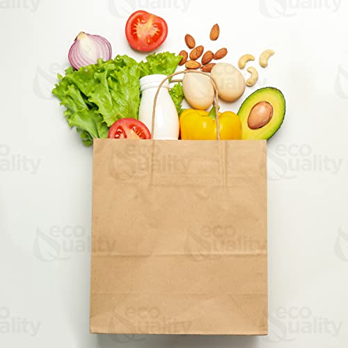EcoQuality 18 x 7 x 19 Inch Kraft Paper Shopping Bags with Handle, 150 Pack